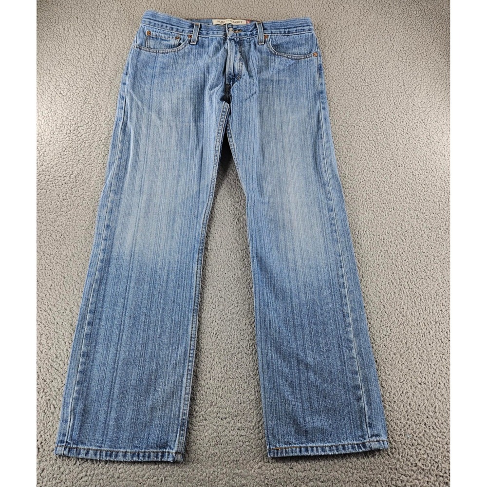 Levis 514 Slim Straight Jeans Mens 34x32 Light Wash Blue Denim Classic Workwear‎